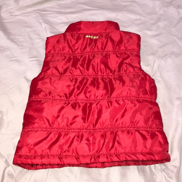 COOGI Red Puffer Gold Button Up Vest Jacket 3T - Picture 6 of 10